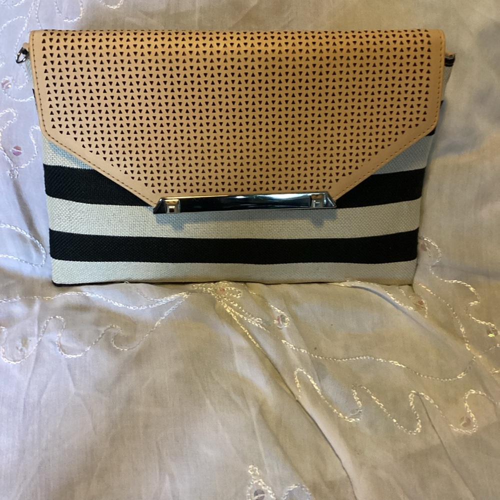 STELLA & DOT Tan and Black Clutch